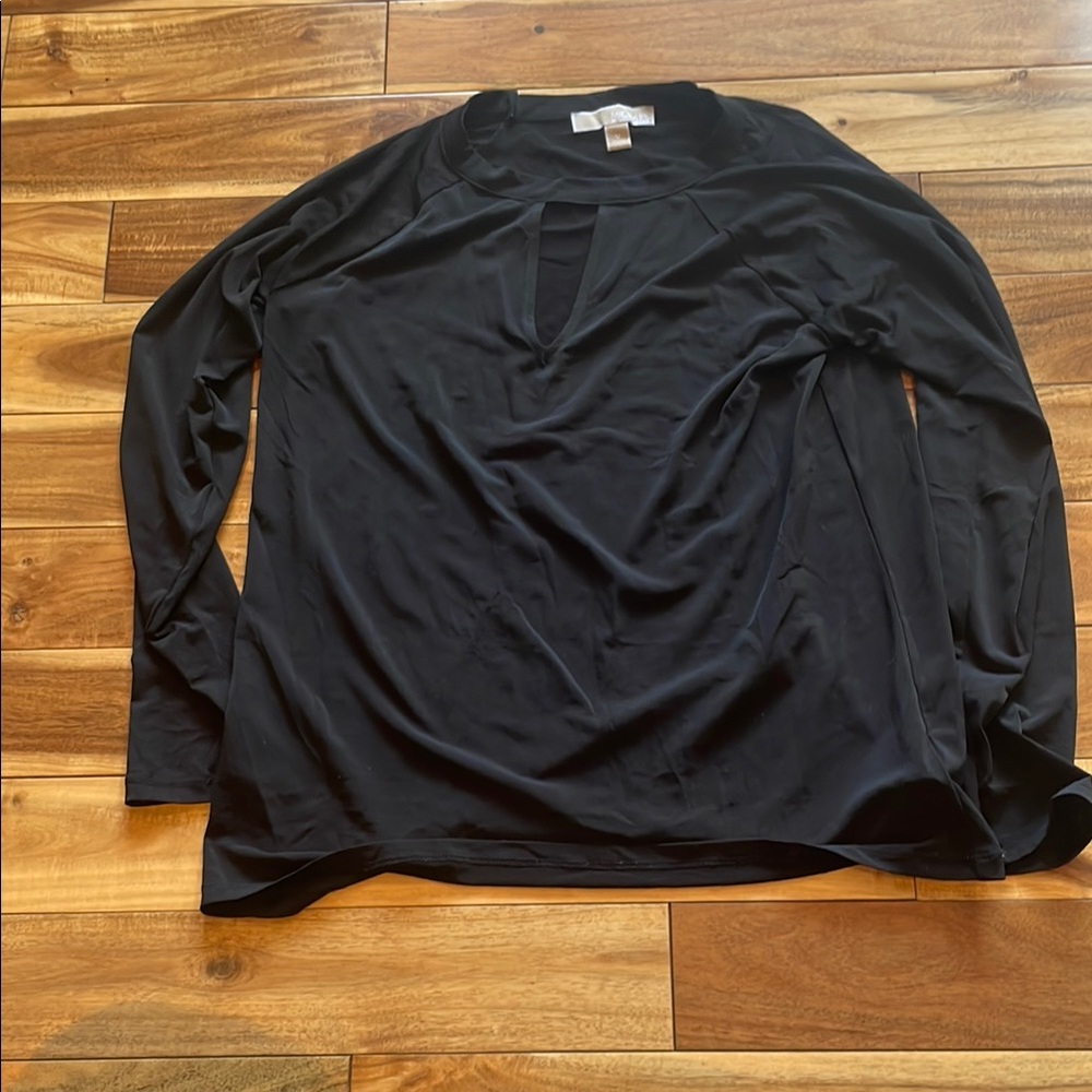 MICHAEL Michael Kors Black Polo Collar Relaxed Blouse